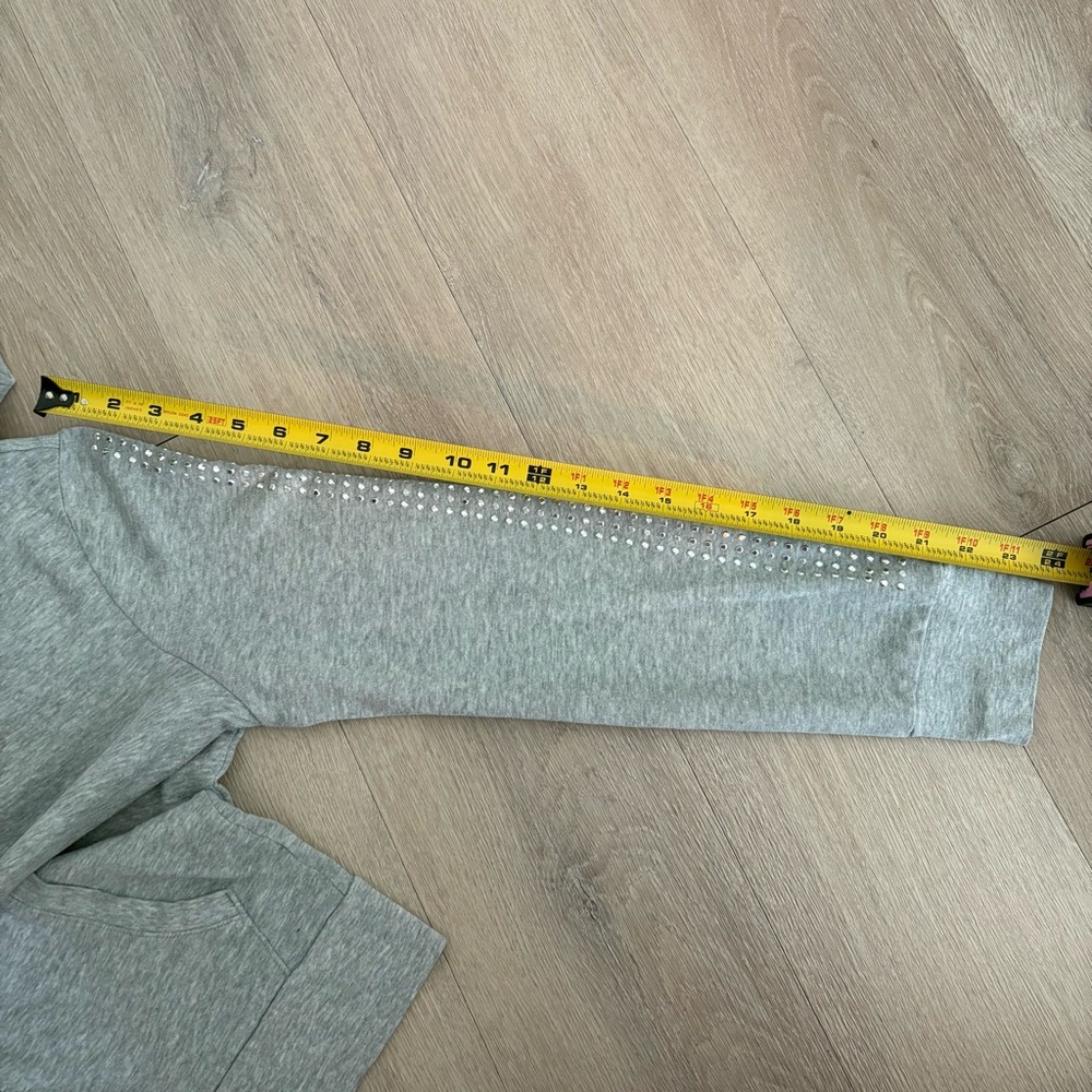 Express Womens Hoodie Medium Gray Silver Studded Lightweight Y2K Casual Comfy - Picture 11 of 12